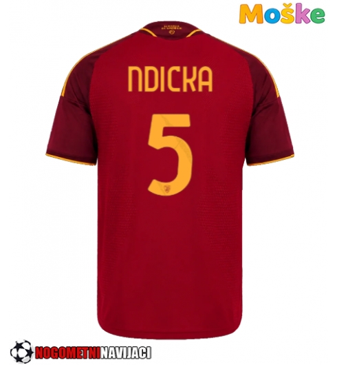 Moške Nogometnih dresov AS Roma Evan Ndicka #5 Domači 2026-27 Kratki rokavi Moške Nogometnih dresov AS Roma Evan Ndicka #5 Domači 2026-27 Kratki rokavi